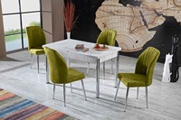 Ensemble de table à manger Alessa Design extensible et pliable en bois avec 6 chaises, pieds en métal modernes et luxueux, écologique et gain de place