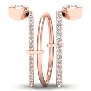 REYES Classics Design 14K Rose Gold <b>Moissanite</b> <b>Engagement</b> Eternity <b>Rings</b> Wholesale Women Wedding Gift Fine Jewelry for Her - Product Image 3