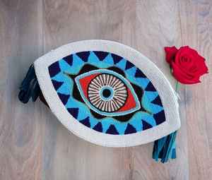 Sac à main perlé Evil Eye fait à la main Boho pochette de protection et sac à bandoulière, bonne chance Mal de Ojo accessoire de soirée | - Product Image 2