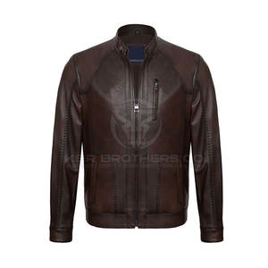 Veste d'hiver en cuir coupe ajustée pour hommes col montant respirant à capuche mode vêtements d'extérieur confortable chaud élégant en cuir véritable - Product Image 1