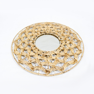 Artex Dong Thap Miroir en jacinthe d'eau tissé à la main pour la décoration murale Boho et la vie à la maison - Product Image 1