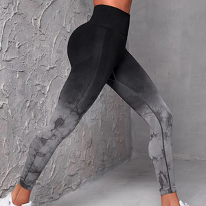 Vente en gros de leggings teintés de yoga à taille haute de haute qualité de couleur unie personnalisés vente à chaud - Product Image 2
