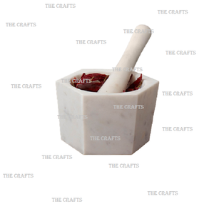 Juego de mortero y mortero de mármol blanco de la más alta calidad para accesorios de cocina de forma redonda Imam Dasta a los precios más bajos - Product Image 5