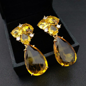 Brilliant Ruby Hydro Gold Plated Cluster <b>Earring</b>, Beautiful Colorful Quartz Jewelry, Unique Design Gemstone Handmade Jewelry - Product Image 3