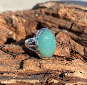 แหวนอะมาโซไนต์ทรงรีทำมือ รับรองโดย IGI เงินแท้ 925 เครื่องประดับพลอยสีเขียว ของขวัญงานเลี้ยงสุดหรูสำหรับผู้หญิง - Product Image 6