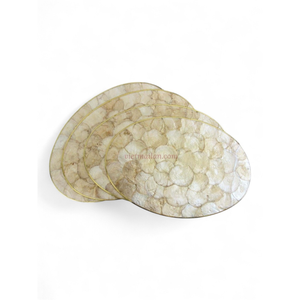 Modern Oval Capiz <b>Placemat</b> with Organic Texture <b>for</b> Calm <b>Table</b> Decor and Everyday Home Use From Vietnam - Product Image 1