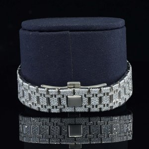 Delight Blue dial D Color นาฬิกา Moissanite กลมในสแตนเลสนาฬิกาข้อมือลงธุรกิจ hip hop เย็นออกราคาขายส่ง - Product Image 5