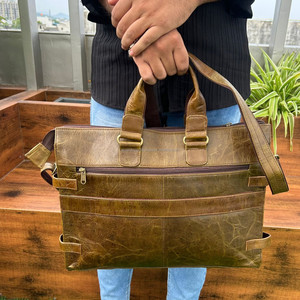 Custom Genuine Buffalo Leather Shoulder <b>Bags</b> Men & Women's Messenger <b>Bag</b> Cowhide Leather <b>Laptop</b> Crossbody Handbags for Business - Product Image 2