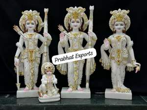 รูปปั้นราม ดาร์บาร์ ทำจากหินอ่อน งานฝีมือ พร้อมรูปปั้นซิตา ลักษมณ์ ฮันูมา ศิลปะการแกะสลักเทพเจ้าฮินดูแบบดั้งเดิม สำหรับตกแต่งสวนวัด - Product Image 3