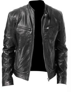 Chaqueta de cuero para hombre Bomber Motorcycle Biker Pu Leather Casual Loose Fit Jacket para hombre - Product Image 1