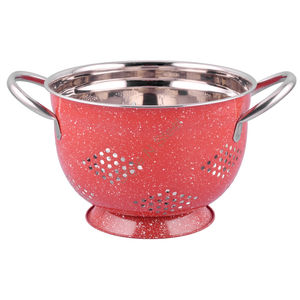 กระชอนสเตนเลสสตีลสีแดงประกายสำหรับผักวัสดุโลหะใช้ในชีวิตประจำวันแบบยุโรป - Product Image 1