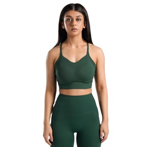 สปอร์ตบราโยคะสำหรับผู้หญิง รองรับทรงได้ดี ผลิตจากผ้าสแปนเด็กซ์/ไนลอน ตกแต่งด้วยผ้าตาข่าย คอวีลึก - Product Image 4