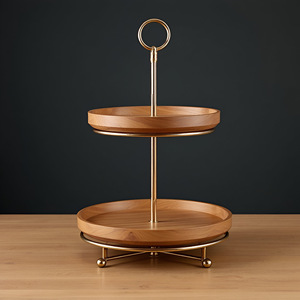 Hiện đại hai tầng bánh đứng độc đáo hạt nhựa Epoxy khuôn đánh bóng kim loại hiển thị nhà phục vụ ưa thích khay gỗ keo OPP Túi - Product Image 4