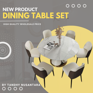 Nuevo producto, juego de mesa de comedor de madera con 4-6 sillas, supercómodo para muebles de comedor, precio al por mayor de Indonesia - Product Image 6