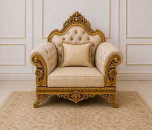 Imperial Baroque Inspired Teak Wood Square <b>Inflatable</b> Living Room <b>Sofa</b> Set Premium Golden Carved Classic 5-Seater <b>Sofa</b>/Couch - Product Image 3