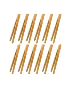 12pcs Bamboo <b>Tongs</b>, 7 Inch Reusable Bamboo <b>Toast</b> <b>Tongs</b> for <b>Toast</b> Bread Pickles Fruits Tea - Product Image 1