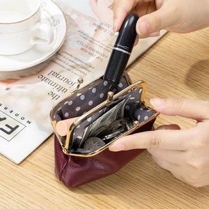 Ando Bag Genuine Cowhide Leather Kiss Lock Coin <b>Purse</b> Double Compartment <b>Small</b> Vintage Wallet - Product Image 5