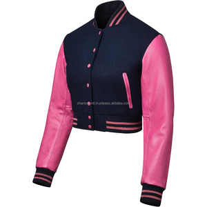 Chaqueta Universitaria Corta Personalizada para Mujer, Estilo Béisbol, Chaqueta Deportiva de Lana Teñida, Resistente al Viento, OEM ODM - Product Image 1