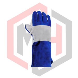 Guantes de Protección para Soldadura por Arco Eléctrico, Cuero Vacuno, Azul Grisáceo, Antiestáticos, 7 oz de Grosor, 16 Pulgadas de Largo, Sin Silicona - Product Image 5