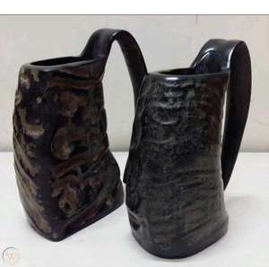 Auténtica Taza Vikinga Personalizable de Inspiración Medieval, Taza para Beber Cerveza, Nuevo Diseño, Taza de Cuerno Natural para Fiestas - Product Image 1