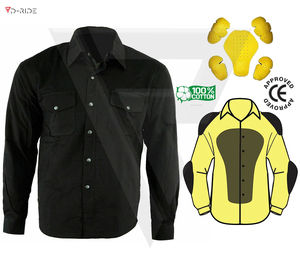 Chemise noire en flanelle épaisse et unie avec boutons pression et chemise en kevlar pour hommes pour la protection - Product Image 1