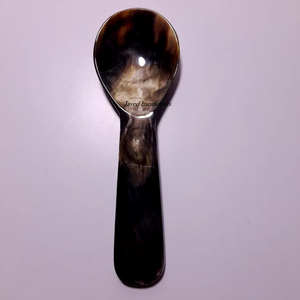 Javed Artesanías Cuchara de cuerno de búfalo pulido Cuchara de café de estilo náutico para uso doméstico y en la cocina para mesa - Product Image 1