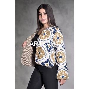 Vente en gros Veste brodée canard TNT Suzani faite à la main Veste courte femme Suzani Blazers taille libre Veste courte Cadeau pour femme - Product Image 6