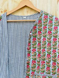 เสื้อแจ็คเก็ตผ้าฝ้ายระบายอากาศลายดอกไม้สำหรับผู้หญิงเสื้อแจ็กเก็ตสไตล์อินเดียใส่ได้ทุกฤดู - Product Image 5