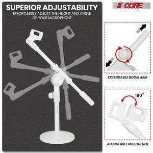 ขาตั้งไมโครโฟนแบบตั้งโต๊ะ 5Core ฐานกลม ใช้ได้กับไมโครโฟนทั่วไป - Product Image 3