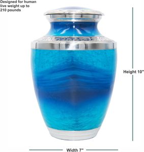 Urna de cremación humana Ocean Lover's con bolsa de terciopelo y personalización Urna funeraria Blue Ocean - Product Image 3