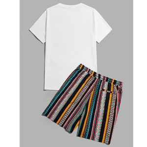 Ensemble décontracté d'été pour homme, 100% polyester, t-shirt à manches courtes et short, ensemble 2 pièces avec impression personnalisée - Product Image 2