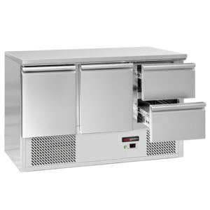 Réfrigérateur de comptoir commercial ECO - 1370x700mm - avec 2 portes - 2 tiroirs - façade noire - capacité 368 litres - Product Image 1