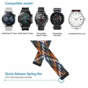 Coolyep 20mm 22mm manyetik kumaş örgülü spor naylon kayış dokuma çift daire kordon akıllı saat Samsung için
