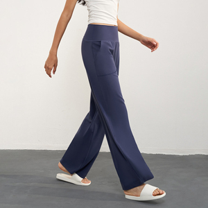 Pantalon de jogging à fond cloche de style automne pour femme Pantalon de yoga évasé à taille haute et décontracté avec poches latérales - Product Image 5