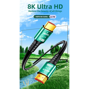Cable HDMI 2.1 de Alta Velocidad, 8K 60Hz, 4K 120Hz, Compatible con 3D, Par Trenzado, Conectores USB Tipo C, Revestimiento de Nailon, Disponible en 1M y 2M - Product Image 2
