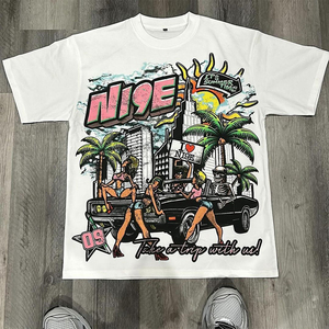 2025 Streetwear Style Hommes All-over Impression Graphique Régulier Coton T-shirts Hommes - Product Image 3