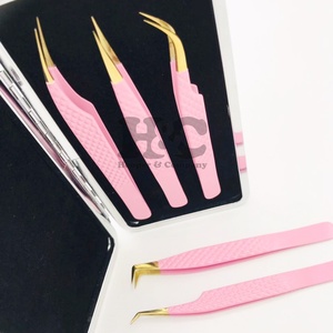 Nuevas pinzas puntiagudas rosas para extensión de pestañas Logotipo personalizado Pinzas de pestañas de acero inoxidable Maquillaje de visón Pinzas MOQ - Product Image 5
