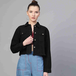 Stylish Women's Winter Printed <b>Denim</b> <b>Jacket</b> with Front Logo Button Closure Cotton Outerwear Fashionable OEM Serviced - Product Image 2