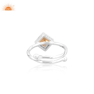 Minimalist Citrine Yellow Gemstone 925 Sterling Silver <b>Adjustable</b> <b>Ring</b> Handmade <b>Ring</b> Custom Jewelry Manufacturer - Product Image 4