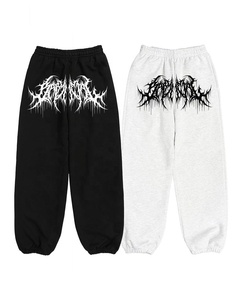 Custom Logo <b>Stacked</b> Winter Heavyweight Breathable Acid Wash Fleece Graphic Embroidered Flared <b>Joggers</b> Skinny Sweatpants for Men - Product Image 5