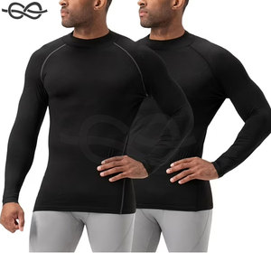 Camisetas de compresión de manga larga con cuello alto térmico para hombre, ropa deportiva personalizada OEM, comodidad de rendimiento - Product Image 4