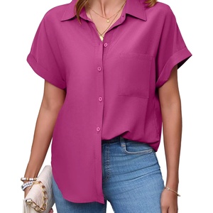 Chemise d'été pour homme à manches courtes, décontractée, résistante aux plis, coupe ajustée, couleur unie, grande taille - Product Image 1