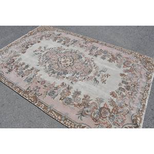 Vintage Turkish <b>Wool</b> Rug 5.5 X 8.5ft Classic Style Beige <b>Brown</b> Patchwork Large Area Floor Covering Latex for Hallway Room Rug - Product Image 4