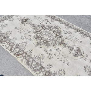Antique Beige Marron 5.7 X 9.1ft Laine Vintage Turc Tapis Patchwork Plat Armure pour Adolescent Salon Décor Latex Soutenu - Product Image 5