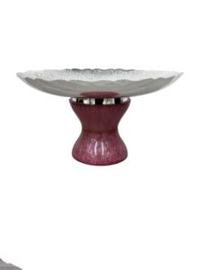 Plato de servir elegante para utensilios de cocina Hotel Restaurante Plato de servir frutas Plato de latón y resina de forma redonda con acabado plateado - Product Image 3