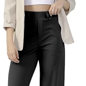 <b>WOMENS</b> WIDE STRAIGHT LEG OFFICE WORK PANTS PULL ON BUSINESS CASUAL <b>SLACKS</b> WITH POCKETS NEW ARRIVAL WHOLESALE - Product Image 1