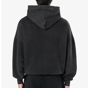 Sudadera con capucha negra Kapuze para hombre, jersey de gran tamaño con bolsillo frontal, material grueso, ropa de calle informal, sudaderas con capucha personalizadas - Product Image 4