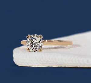 Bague de fiançailles en diamant de laboratoire de 1,00 carat, taille ronde, VVS2 F, certifiée IGI, plaquée rhodium, or jaune, bijoux pour femmes - Product Image 1