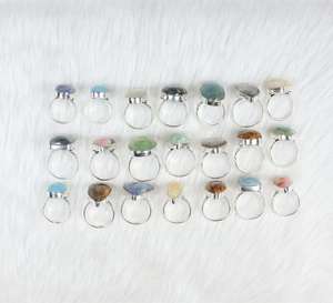 Conjunto de anillos con bisel Chapado en plata al por mayor, joyería de piedras preciosas naturales para aniversario de boda, informal, para la fabricación de suministros al por menor - Product Image 5