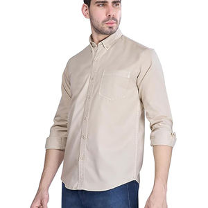 100% camisas de mezclilla de algodón de alta calidad de color único para hombres adultos garantiza transpirabilidad y suavidad para la comodidad durante todo el día - Product Image 3